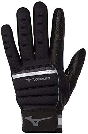 Mizuno B-130 Adult Baseball Batting Glove, Black-Charcoal, Small