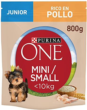 PURINA ONE Mini Small Junior Crocchette per cani cuccioli di piccola taglia con Pollo e Riso 8 Sacchi da 800g
