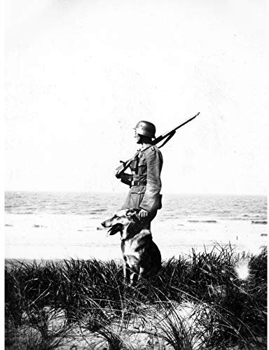 Artery8 Wehrmacht Soldat auf See Hund Vintage Fotografie Ungerahmter extragroßer Druck