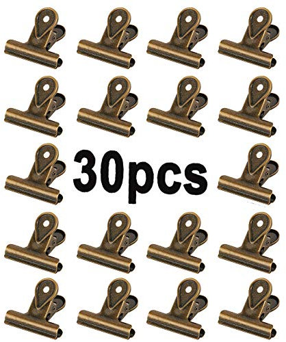Bronze- 20mm kleine Bulldog Clips,Wassertropfenclip,30 Pack Metall Scharnier Clips Datei Papiergeld Binder Klemmen für Tags Taschen, Fotos dekorativer Clip, Büro und Küche zu Hause