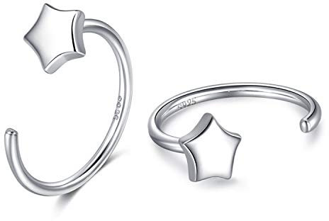 Orecchini a cerchio a mezzaluna in argento sterling 925, orecchini a cerchio a forma di stella per donna, orecchini a cerchio aperti, orecchini per dormire