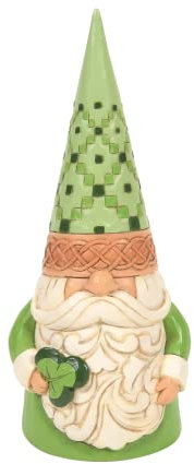 Enesco Jim Shore Heartwood Creek Irish Gnome with Shamrock Figurine, 6.5 Inch, Multicolor Green