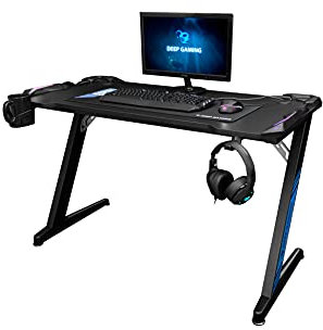 CoolBox DeepMaster II – Mesa Gaming pc con iluminación LED RGB, Color Negro, Medidas 120 x 60 x 74 cm