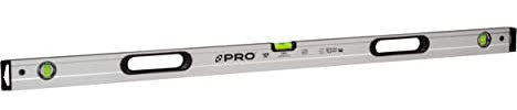 PRO800 Nivel de burbuja 120cm Anodizado - Dureza 9 en la escala de Mohs Perfil ergonómico y ERS+ (Easy Reading System) Tapones Antichoque - Color Plateado