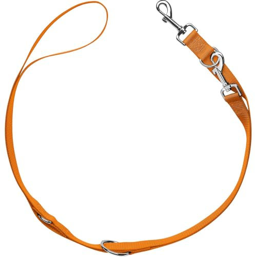 HUNTER verstellbare Führleine London | Orange | Größe 10/200 | 3-Fach verstellbar | weich & leicht | reißfest & schnelltrocknend | pflegeleicht & formstabil | ideal für Spaziergänge & Alltag