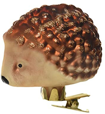 Decoris Christbaumschmuck Glas Igel 7.5cm auf Clip Waldtiere Natur Weihnachtskugel braun