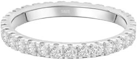 Lisandra Scott Eternity Ring Treasure 925 Sterlingsilber mit Zirkonia Kristall Damenring in Silber, Rosegold und Gold für Damen, Frauen mit Funkelnden Steinen Breit (56, Silber)