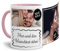 Foto-Tasse selbst gestalten mit Text & Collage für 2 Fotos - Geschenk für Familie, Freunde, Geburtstag, Weihnachten - Keramik Innen & Henkel Rosa, 300 ml I Personalisiert