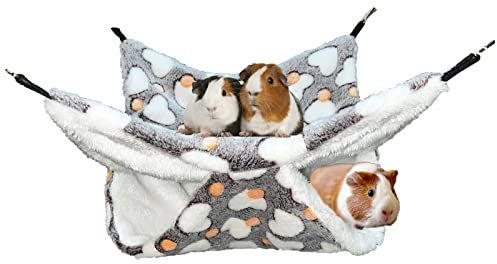 Kleine Haustierkäfig-Hängematte, Doppellagiges Meerschweinchen Ratten Hängematte Meerschweinchen Hamster hängende Hängematte Spielzeugbett für Chinchilla Papageien Zucker Frettchen Eichhörnchen