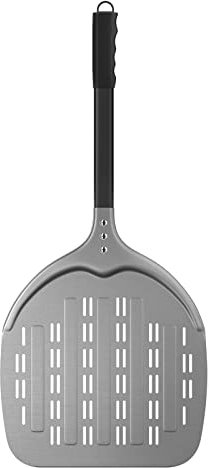 Karboby Pala de Pizza Perforada, Pizzas Paleta de Aluminio Anodizado Duro, Espátula para Pizza de Horno para Pan de Pizzas Caseras, 12 Pulgadas