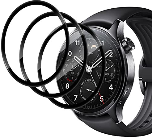Funrae Protector de Pantalla Compatible Con Xiaomi Watch S1 Pro, 3D Curvo Cobertura Completa HD TPU [Antiarañazos] [Alta Sensibilidad] [Sin Burbujas] Protector de Pantalla [3 Unidades]