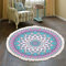 Bohemian Teppich Rund - Mandala Muster Mit Quasten, Waschbare Baumwolle für Wohnzimmer Und Schlafzimmer (150cm, Blau-Rosa)