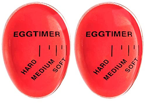 Lasubst Egg Timer for Boiling Eggs That Changes Color When Done, Classic Red, Pack of 2