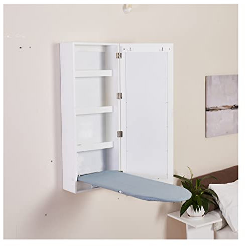 Cvohnb Tabla de Planchar Oculta con Espejo Decorativo Tabla de Plancha Tablas de Planchar para Montar en La Pared Fácil de Instalar Plegable con Marco de Soporte