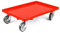 Transportroller für Euroboxen 60x40cm mit Gummiräder rot | Geschlossenes Deck | 4 Lenkrollen | Traglast 300kg | Kistenroller Logistikroller Rollwagen Profi-Fahrgestell