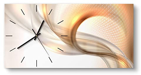 DEQORI Glasuhr | vertikal 60x30 cm | Motiv Schwingungen im Licht | große XXL Design Uhr aus Glas | leise Wanduhr für Wohnzimmer & Küche | moderne Hingucker Uhr für die Wand
