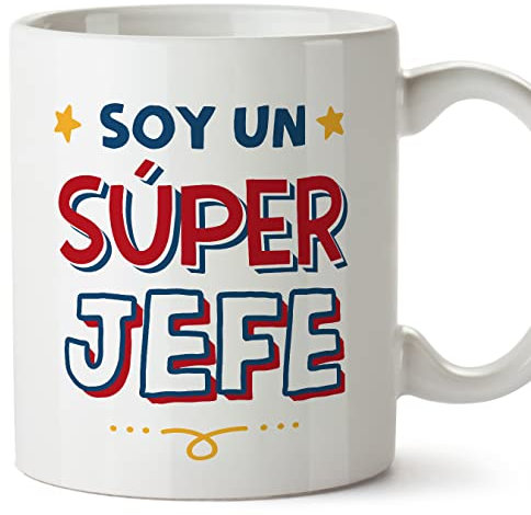 MUGFFINS Tazas para JEFE hombre - En Español - Soy Súper - 11 oz / 330 ml - Regalo original y divertido