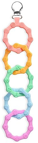 Vicloon Beißring Babys, Silikon Beissring Baby, BPA-frei Zahnen Nursing Zubehör für 3+ Monate Babys Kleinkinder Sensorisches Kauen Molar Spielzeug(Rosa/Gelb/Blau/Grün)