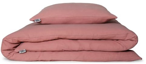 hutch&putch Eliane Premium Musselin-Kinderbettwäsche - Kinder Bettwäsche-Set 100% Bio-Baumwolle ​​- weich & atmungsaktiv (Musselin-Kinderbettwäsche Eliane 135x100cm • Altrosa)