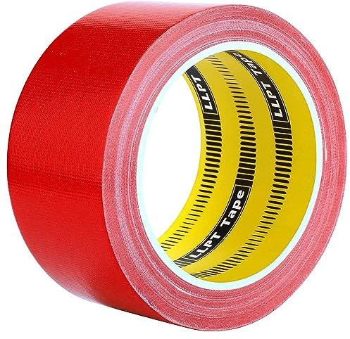 LLPT Klebeband Panzertape Gewebeklebeband | Farbiges Klebeband Geeignet für DIY Handwerk Dekoration für den Innen- und Außenbereich | 1 Rollen 50MM x 14M | Rot (DT501RD)