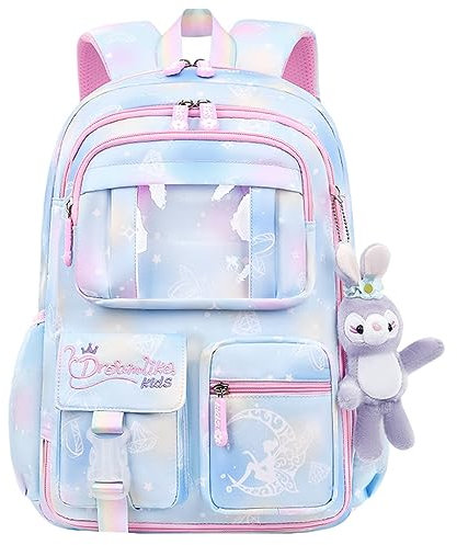 Schulranzen Mädchen,Schulrucksack Mädchen Teenager, Lässige Kinderrucksack aus Nylon Wasserdichte Leichte Rucksack für Kinder 5-12 Jahre Schule oder Reisen