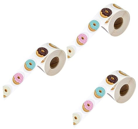 STOBOK 3 Rollen Aufkleber für Verpackungsetiketten Donuts-Siegelaufkleber Donut-Aufkleber Aufkleber verpacken Backverpackungsetikett Handy Geschenk Lebensmittel Umschlag Applikationen