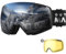 OutdoorMaster Heron Skibrille mit 2 Gläsern, rahmenlos, magnetisch austauschbare HD Toric Lens, OTG Snowboardbrille für Männer & Frauen, 100% UV-Schutz Snow Goggles（Silber Vlt 10% + Gelbe Linse）