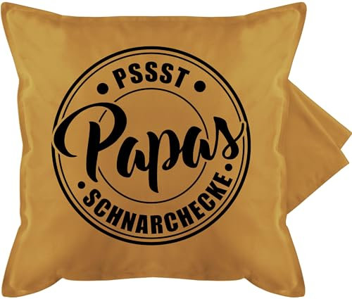 Kissenbezug - zum Vatertag - Papas Schnarchecke Badge I Papa Geschenk Geburtstag I Weihnachten - 50 x 50 cm - Gelb - papakissen geschenke für vater vatertagsgeschenk schnarch kissen sofakissen