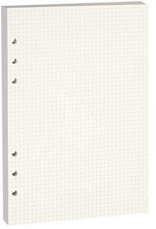 Lidwot Nachfüllpapier für A5 6-Ringbuch-Notizbuch/Refill Papier/Linie Papier/6 Löcher Lose Blätter/Refill Leeres Papier/Binder-Nachfülleinsätze.100GSM.Gepunktete Linien.1 Packung(enthält 80 Blatt)