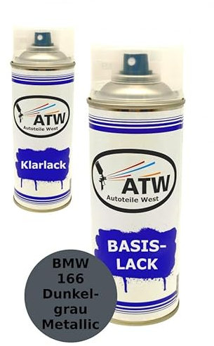 Autolack für BMW 166 Dunkelgrau Metallic Sprühdose 400ml +400ml Klarlack Set