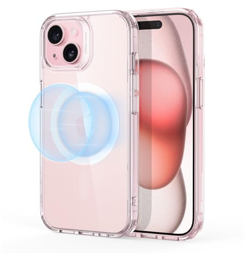 ESR for iPhone 15 Case, Compatible with MagSafe, Military-Grade Protection, Yellowing Resistant, Scratch-Resistant Back, Magnetic Phone Case for iPhone 15, Classic Series, Clear Pink