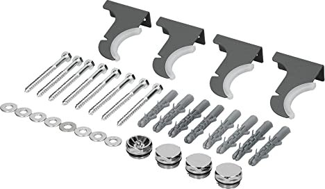 LuxeBath Staffa per Radiatori Kit di Supporti Viti Tasselli Rondelle Valvola di Chiusura e Sfiato Set Accessori per Staffe da Parete Montaggio Caloriferi Termosifoni Scaldasalviette a Muro Antracite