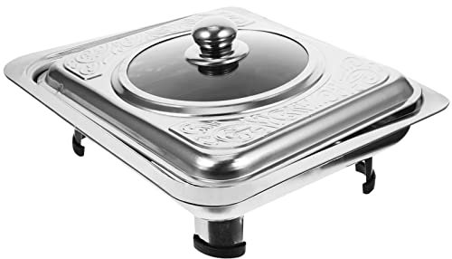 STOBAZA Scaldavivande Per Buffet Padella Per Alimenti In Acciaio Inossidabile Scaldavivande Rettangolare Con Copertura In Server Per Buffet Per Feste Di Nozze Banchetto All'aperto B