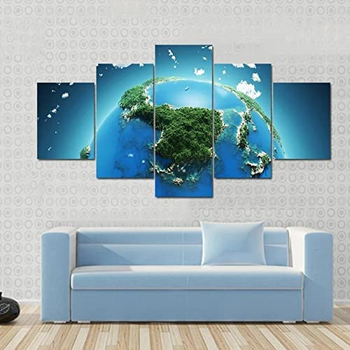 5 Stück Leinwand Gemälde Wandkunst Kreative Zeichnung Erde Xl 150 X 100 Cm Wanddekoration Modernes Kunstwerk Gemälde Für Home Office Wohnzimmer Schlafzimmer Für Esszimmer Kinderzimmer Gale -5S1Y+K9T3-