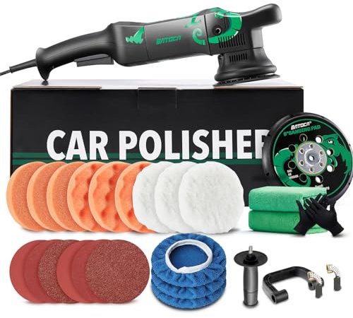 BATOCA Polisseuse Orbitale 21mm,700W Machine à Polir,Excentrique Polissage Voiture,Polisseur Set,Ponceuse,Cireuse,1000-3800RPM,150mm Polissage Pad,Entretien Peinture Auto,Nettoyer les rayures,Cirage