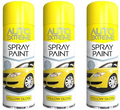 SDMAX All Purpose Yellow Gloss Spray Paint, Gloss Finish, Suitable for Wood, Metal, Plastic, Glass Surface, Easy and Quick Spraying, for Interior and Exterior Usage, 250ML (3 Pcs)