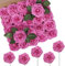 N&T NIETING Fiori artificiali, rosa calda, rose artificiali, 50 pezzi, fiori finti, con gambo, per fai da te, bouquet, centrotavola, sposa, baby shower, feste, casa, doccia