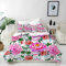 ANHOPE Floral Bettwäsche Set 2 Teilig Rosa Rote Blume Bettbezug 135x200 cm + Kissenbezug 80x80 cm Weich Microfaser Bettbezüge mit Reißverschluss Bettdeckenbezug für Kinder Mädchen