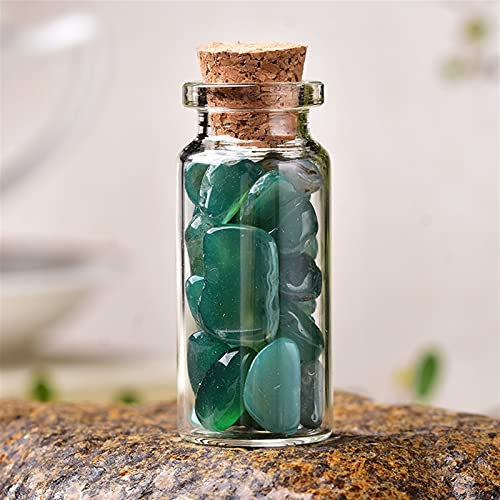 1 bouteille de souhaits en verre de cristal naturel, décoration d'intérieur, pierres naturelles polies, bouteille porte-bonheur, cadeaux d'anniversaire (couleur : agate verte, taille : 60 x 22 mm) déc