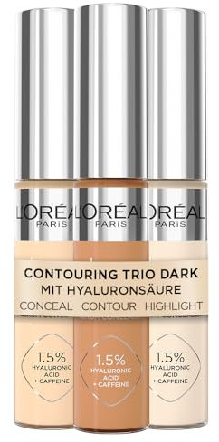 L'Oréal Paris Getöntes Serum, Contouring Trio Dunkel, Flüssige Foundation mit Hyaluronsäure, Perfect Match Tinted Serum, 3 x 30 ml