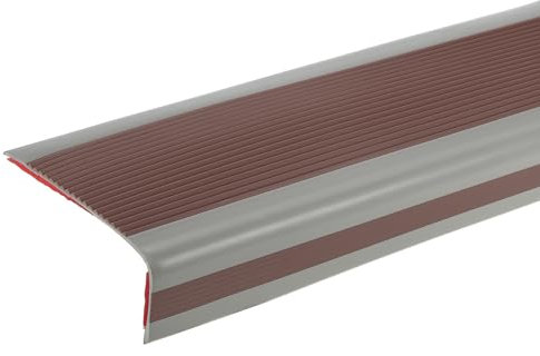 QUARKZMAN Nez de Marche de 3,2 Pieds, Profilé de Bords de Marche en PVC de 4mm Auto-Adhésif en Forme de L pour Escalier Intérieur et Extérieur, Café/Gris