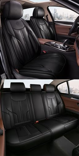 Congxy Autositzbezüge Komplett Set Universal in Premium Design | Schonbezüge für die Vordersitze & Rückbank | Wasserdicht Sitzbezug | Auto Sitzbezüge Airbag Geeignet, Schwarz