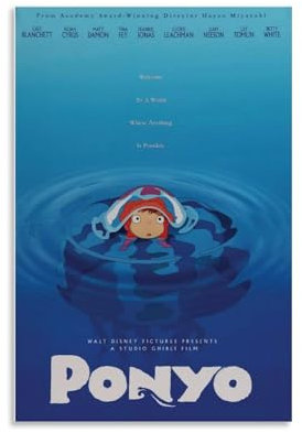 CDAXHOZ Ponyo Poster, Wand-, Hotel-Kunst-Dekoration, Gemälde, Wohnzimmer-Dekoration, Schlafzimmer, Gemälde, Badezimmer, Bar, Theke, Poster, 30 x 45 cm, ungerahmter Stil