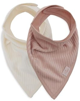 Jollein Sabberlätzchen Baby - Bandana - Velvet Rib, Wild Rose/Ivory - 2er Pack - Baumwolle, Polyester - Mit Klettverschluss - Babylatz - Lätzchen Baby