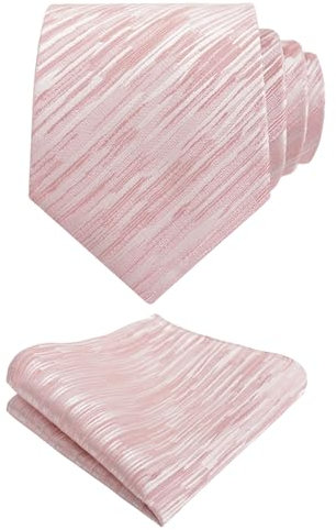 Alizeal Cravatta e fazzoletto da uomo in tinta unita e fazzoletto quadrato da lavoro formale alla moda, 114-Rosa cipria, Taglia unica