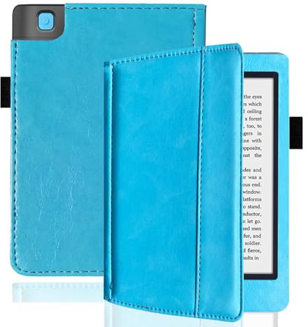 Custodia per Kobo Aura Edition 2 Modello: N236 6 pollici eReader PU custodia in pelle PU per Kobo Aura Edition 2 custodia protettiva flip in pelle PU (celeste)