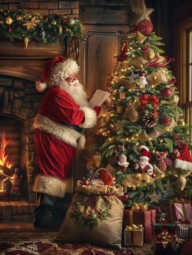 Reofrey - Le père Noël Peinture Numero Adulte Peinture Enfants | Noël Peinture par numéros Kits | Set Peinture Acrylique DIY avec pinceaux | 40x50 cm sans Cadre