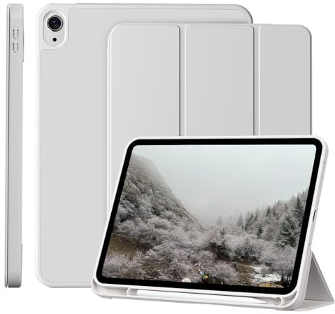 MUDROCK Hülle für iPad 11. Generation 2025 (A16) 11 Zoll, iPad 10. Generation 10,9 Zoll 2022 Hülle mit Stifthalter, Automatischer Schlaf/Aufwachen, Weiche Silikon Schutzhülle, Grau