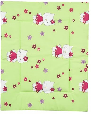 Baby Delux Wickelauflage Wickelunterlage 60x75 cm weiche Wickeltischauflage Baumwolle wasserdicht waschbar (Kätzchen grün)