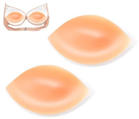 1 Pair Silicone Breast Enhancers for Bras, Silicone Breasts Insert Pads Chicken Breast Fillets Push Up Booster Pads Bra Fillers Up to 2 Cup Size Boost for Women Girls Bikini Swimsuit Dresses (Skin)